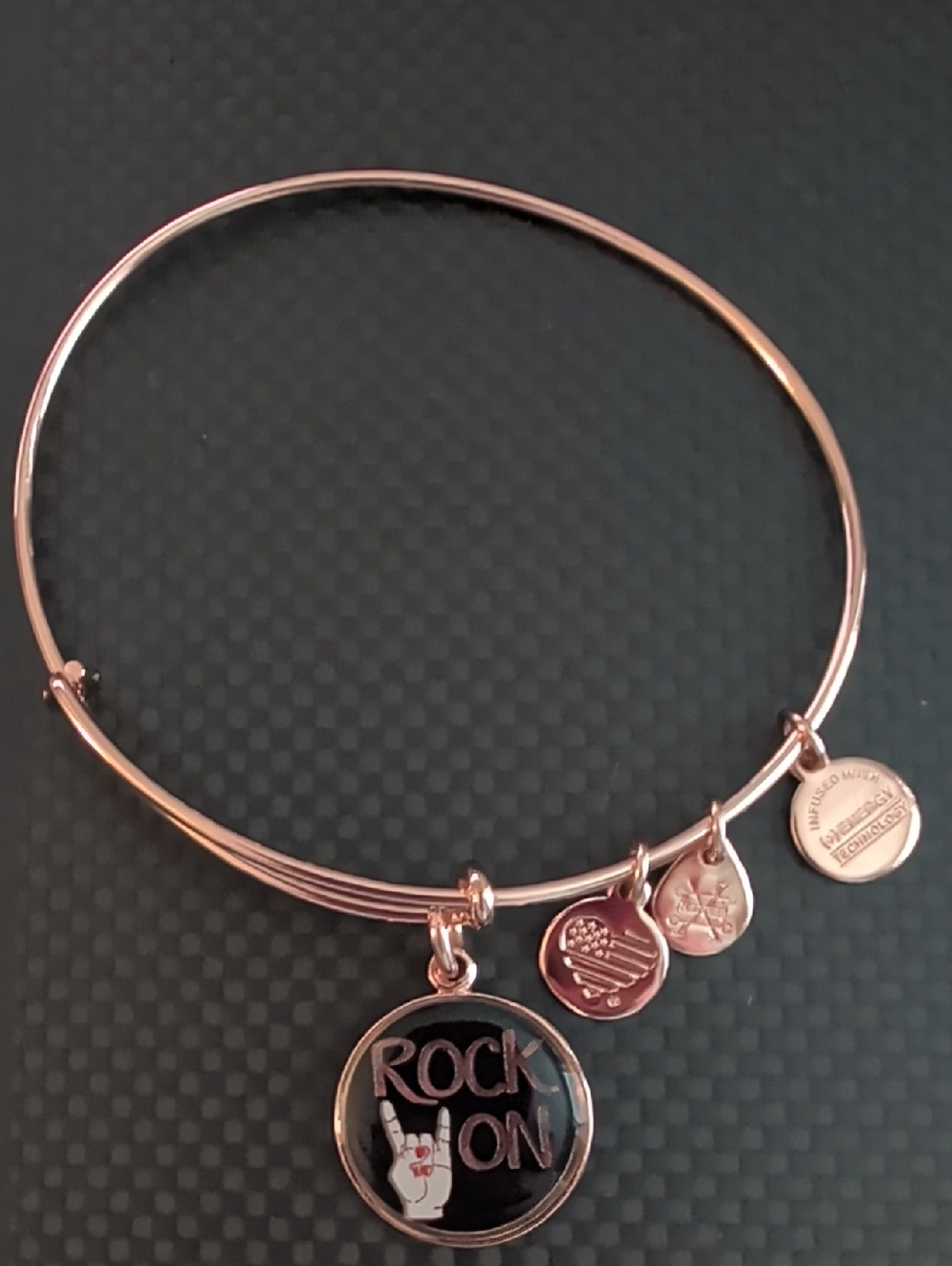 Alex and Ani Rose Gold 'Rock On' Charm Bangle Bracelet
